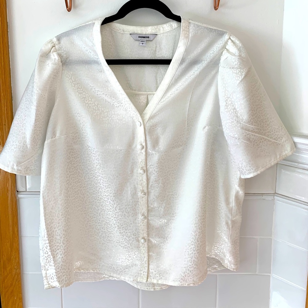 Leopard print white dress shirt